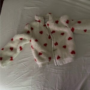 Janie and Jack White and Red Heart Fleece Jacket